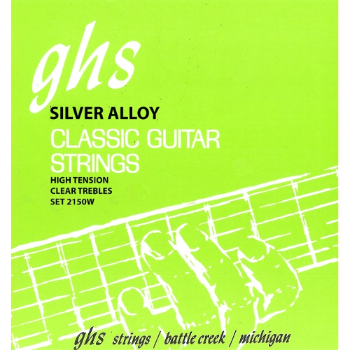 GHS Silver Alloy struny pre klasick gitaru, Tie-On, Silver Plated Copper Basses, High Tension