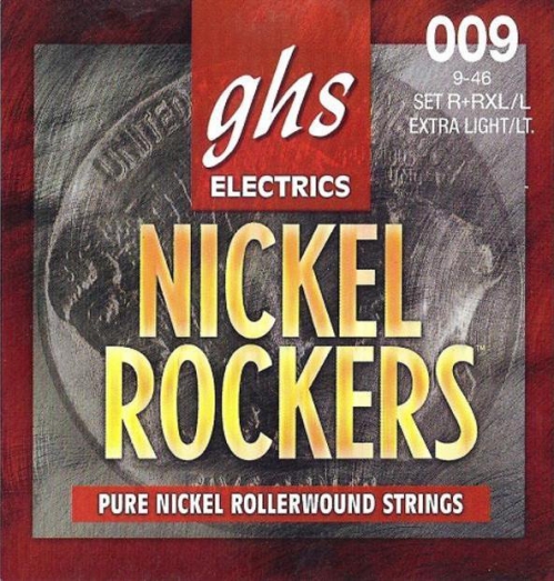 GHS NICKEL ROCKERS struny pre elektrick gitaru, Extra Light-Light, .009-.046, Rollerwound
