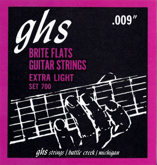 GHS Brite Flats Struny pre elektrick gitaru, Extra Light, .009-.042