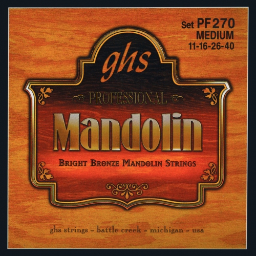 GHS Professional struny pre mandolnu, Loop End, Bright Bronze, Medium, .011-.040