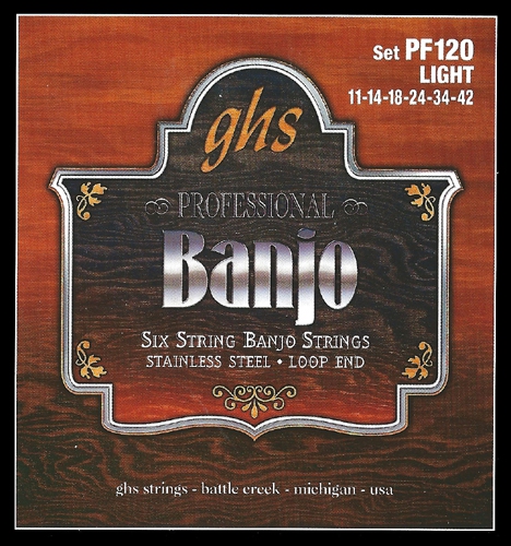 GHS Professional struny pre banjo, 6-str. Loop End, Stainless Steel, Light, .011-.042