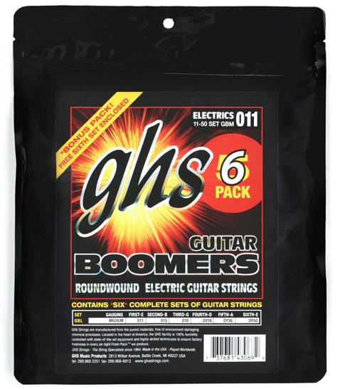 GHS Guitar Boomers struny pre elektrick gitaru, Medium, .011-.050, 6-Pack