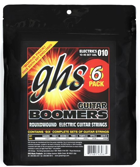 GHS Guitar Boomers struny pre elektrick gitaru, Light, .010-.046, 6-Pack