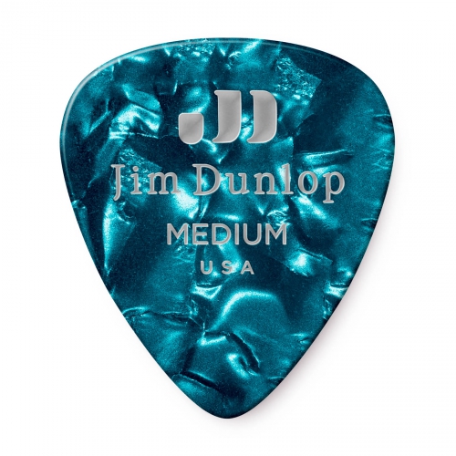 Dunlop Genuine Celluloid Classic Picks, Player′s Pack, turquoise, medium