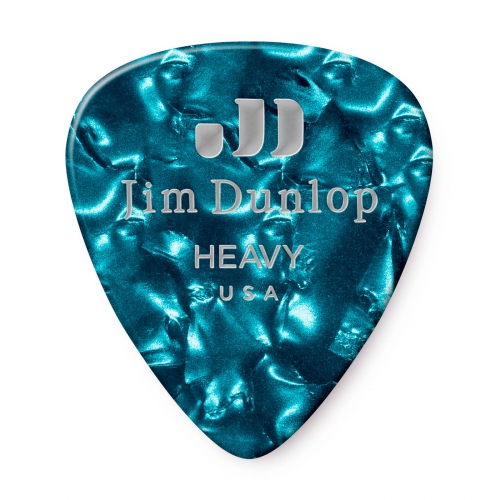 Dunlop Genuine Celluloid Classic Picks, Player′s Pack, turquoise, heavy