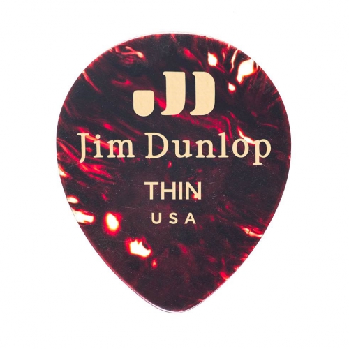 Dunlop Genuine Celluloid Teardrop Picks, Player′s Pack, shell, thin