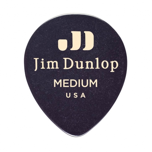Dunlop Genuine Celluloid Teardrop Picks, Player′s Pack, black, medium