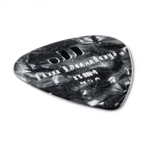 Dunlop Genuine Celluloid Classic Picks, Player′s Pack, perloid black, thin