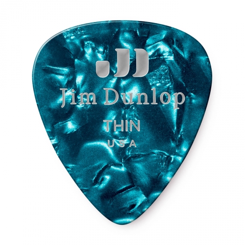 Dunlop Genuine Celluloid Classic Picks, Refill Pack, turquoise, thin