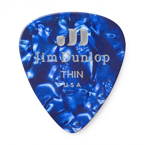 Dunlop Genuine Celluloid Classic Picks, Player′s Pack, perloid blue, thin