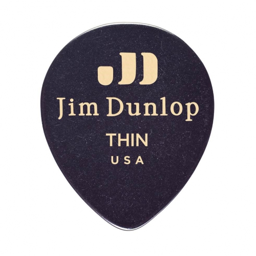 Dunlop Genuine Celluloid Teardrop Picks, Player′s Pack, black, thin