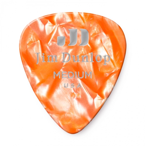 Dunlop Genuine Celluloid Classic Picks, Player′s Pack, perloid orange, medium