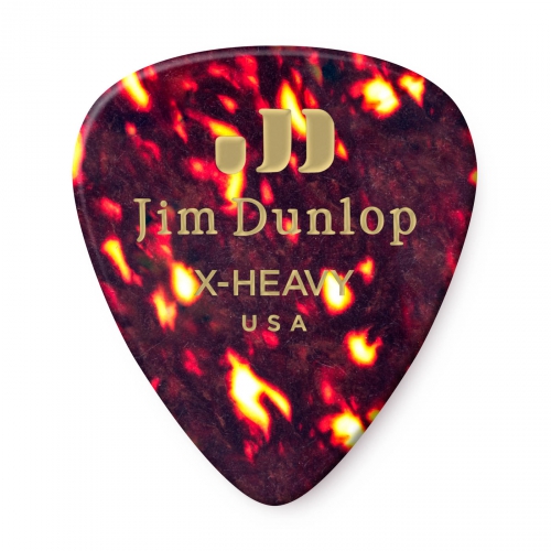 Dunlop Genuine Celluloid Classic Picks, Player′s Pack, shell, extra heavy