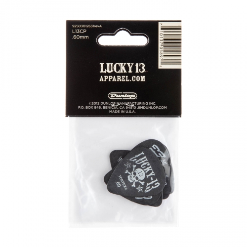 Dunlop Lucky 13 Series III Picks, Player′s Pack, 6 pcs., assorted motives, 0.60 mm