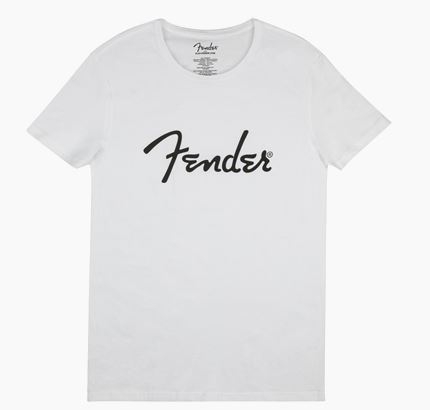 Fender Spaghetti Logo Men′s Tee, White, Small