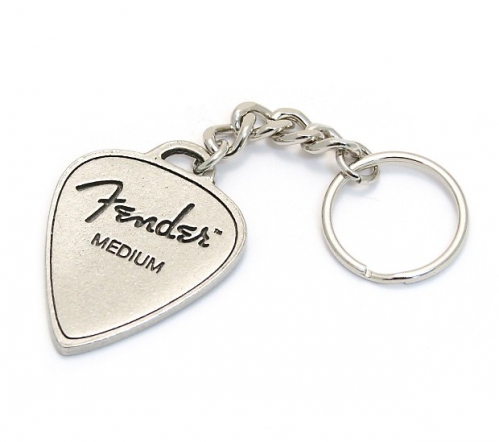 Fender Medium Pick Keychain, Pewter