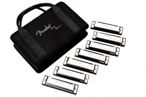 Fender Blues Deluxe Harmonica, Pack of 7, with Case