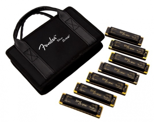 Fender Blues DeVille Harmonica, Pack of 7, with Case
