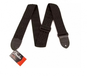 Fender Nylon Jacquard Strap, 2″ Black Satin Diamond