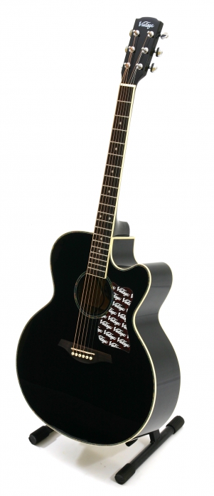 Vintage VECJ100BK Super Jumbo elektricko-akustická gitara Vintage VECJ100BK Super Jumbo elektricko-akustická gitara