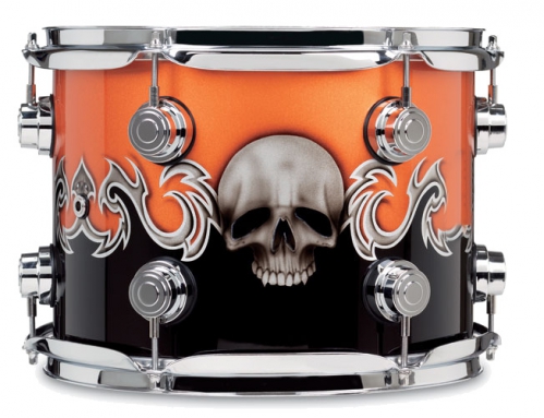 Drum Workshop 8017421 Graphic Tribal Skull Over Black And Orange Drum Workshop 8017421 Graphic Tribal Skull Over Black And Orange