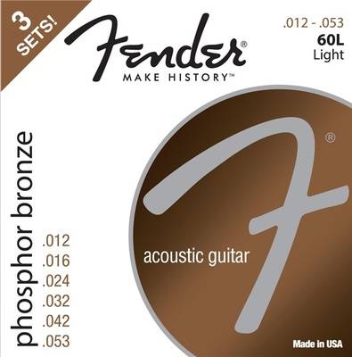 Fender Phosphor Bronze Acoustic Guitar Strings, Ball End, 60l