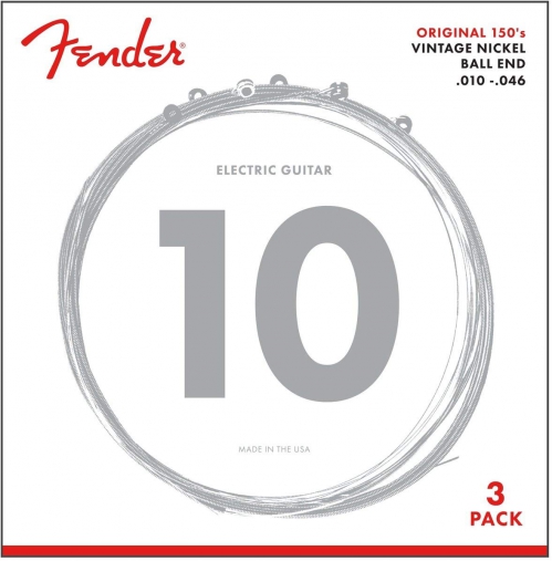 Fender Original 150 Guitar Strings, Pure Nickel Wound, Ball End, 150l