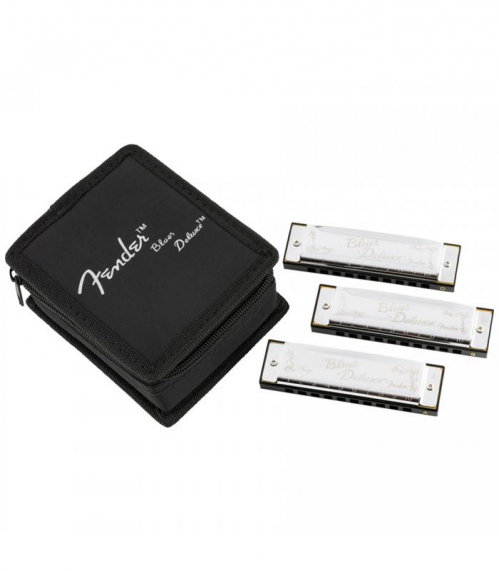 Fender Blues Deluxe Harmonica Pack Of 3 With Case