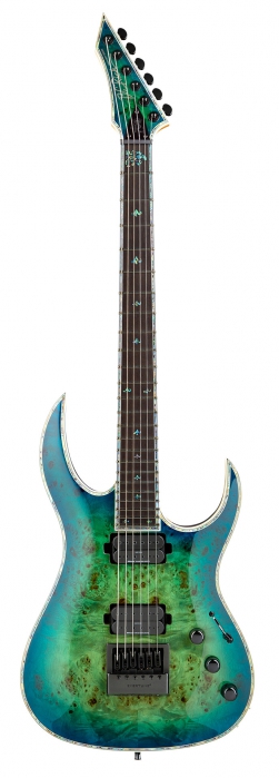 BC Rich Shredzilla Prophecy Archtop Evertune Burl Top Cyan Blue