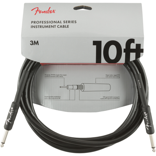 Fender Professional Series Instrument Cable, Straight/Straight, 10′, Black gitarov kbel