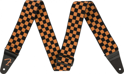 Fender Weighless Checker Strap, Orange/Black