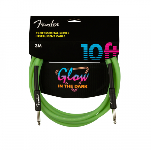 Fender Professional Series Glow in the Dark Cable Green 10′ gitarov kbel