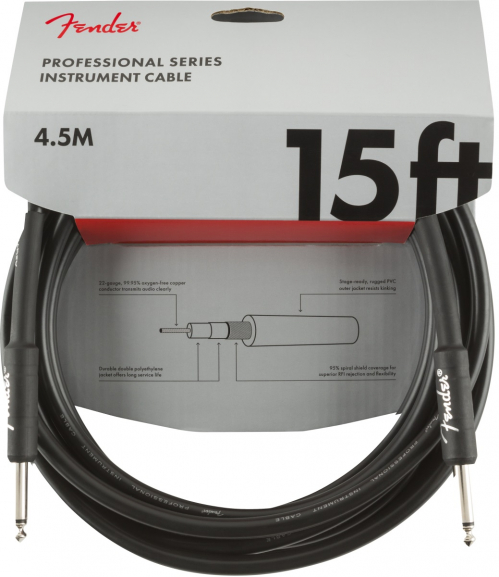 Fender Professional Series Instrument Cable 15′ Black