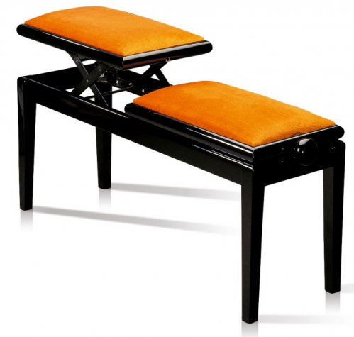 Grenada BG 4 double piano bench, gloss black, gold drubbing