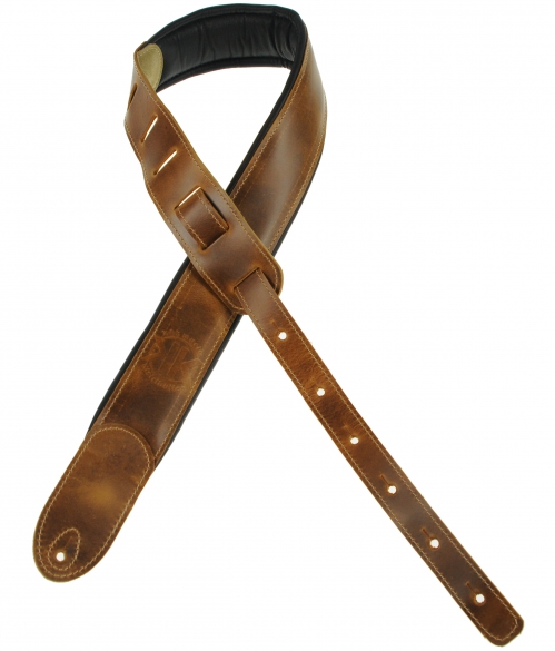 Filippe guitar leather belt 7 cm brown