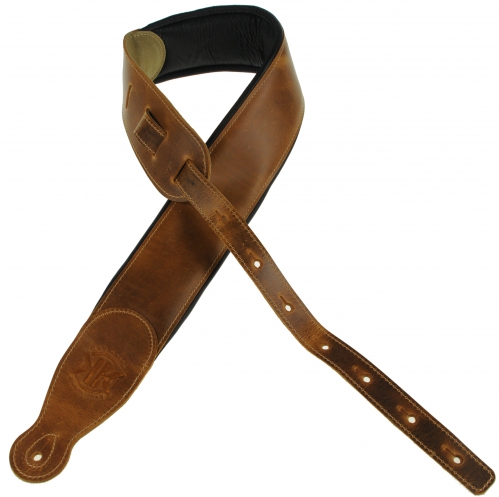 Filippe guitar leather belt 9 cm brown