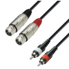 Adam Hall Cables K3 TFC 0600 Twin-Kabel 2 x XLR Female auf 2 x Cinch | 6 m